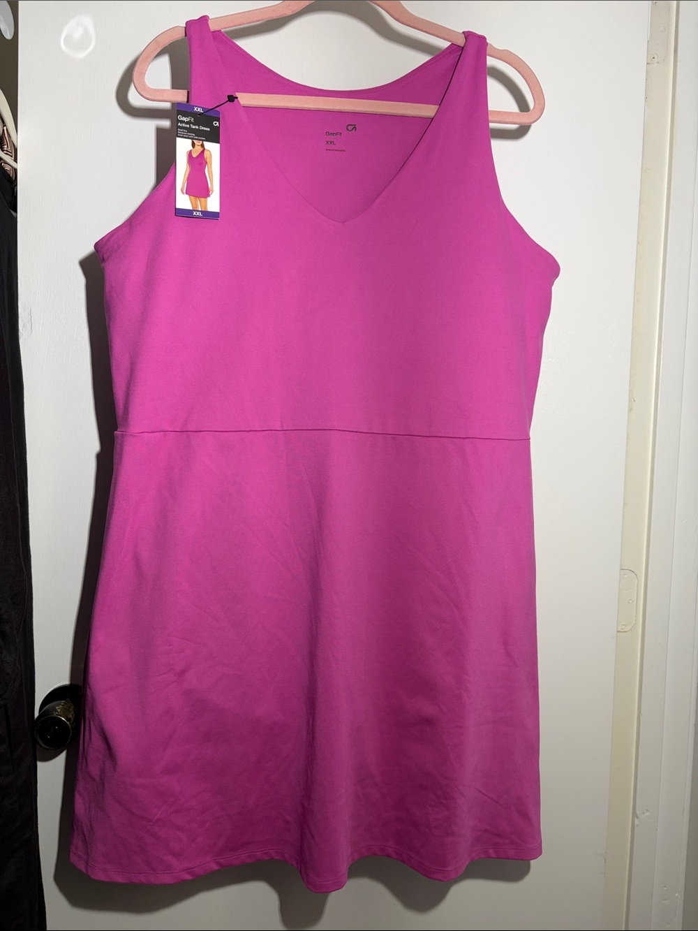 GAP Sleeveless V-Neck A-Line Mini Dress - Bright Magenta